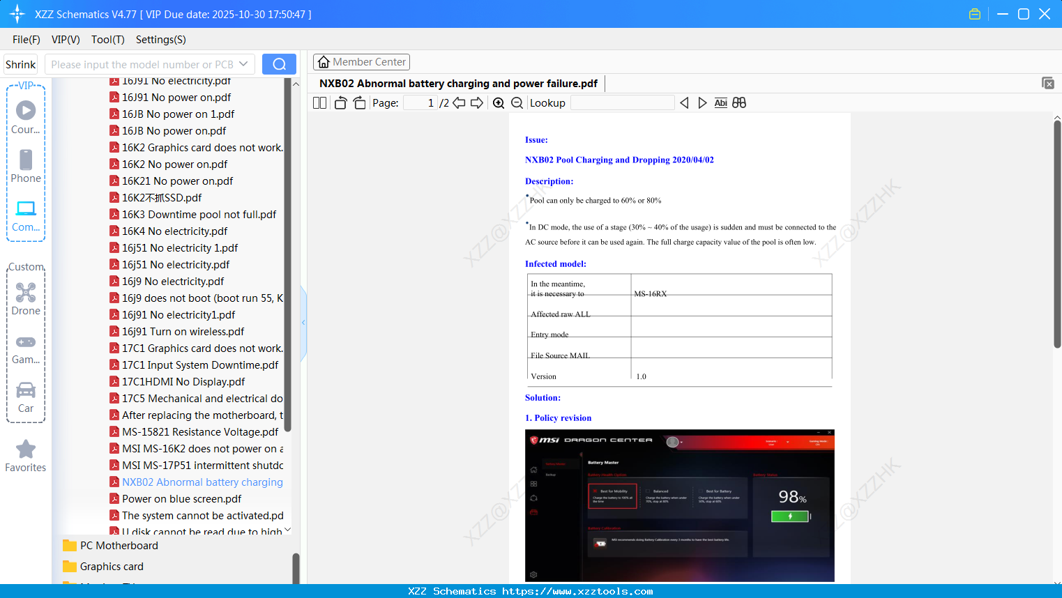 Laptop MSI NXB02 Abnormal Battery Charging And Power Failure